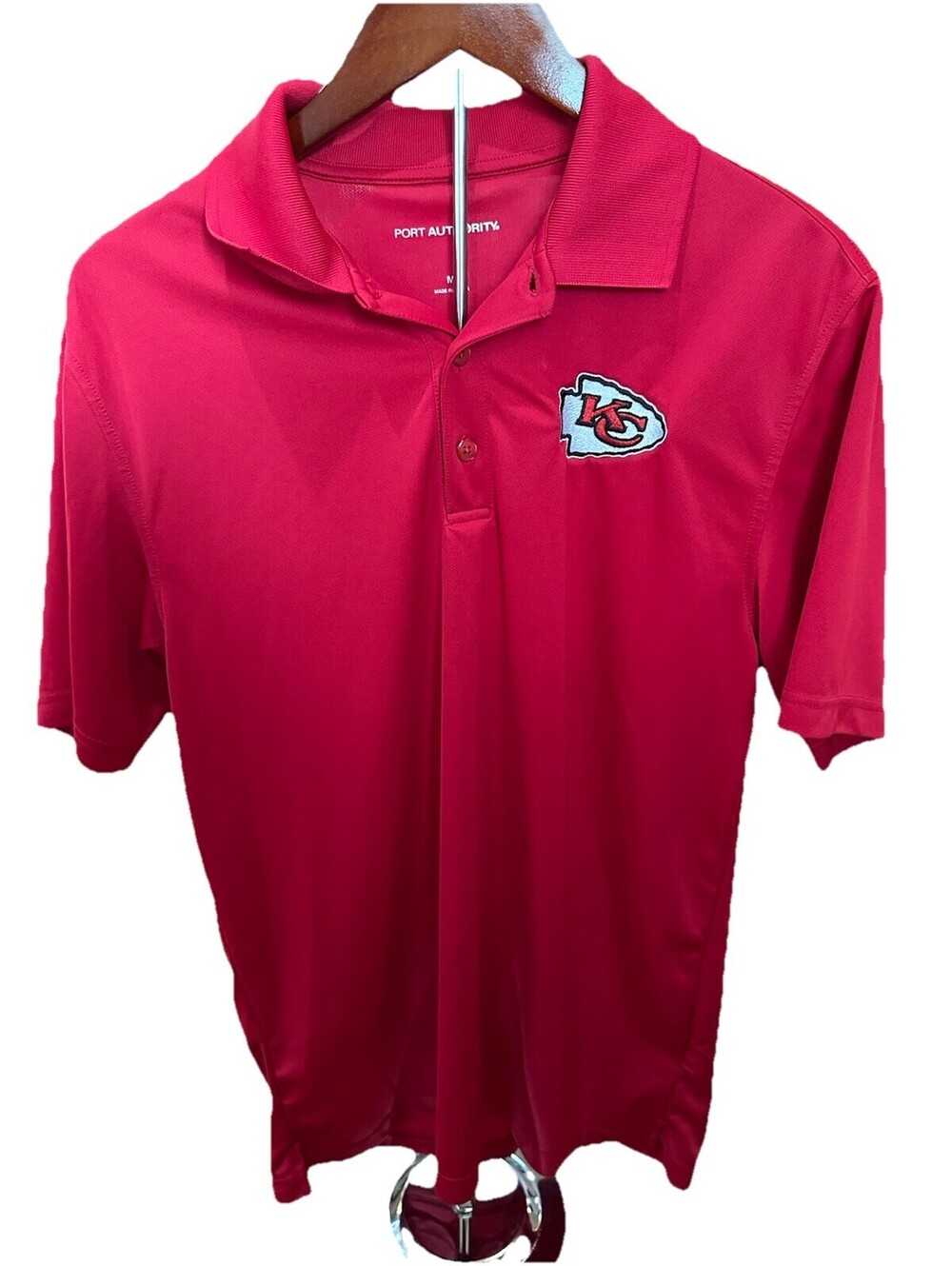 Kansas City Chiefs Polo Shirt Mens M Red NFL Embroidered Logo Port Authority